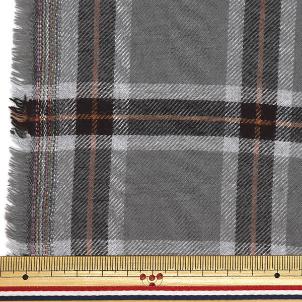 [From quantity 5] Fabric "Wool-like brushed back brushed check grid check gray RTL-CHE-9GYP"