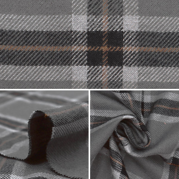 [From quantity 5] Fabric "Wool-like brushed back brushed check grid check gray RTL-CHE-9GYP"
