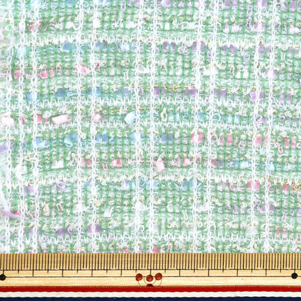 数量5から】 生地 『ニットツイード グリーン ZQ2395-3』 【ユザワヤ