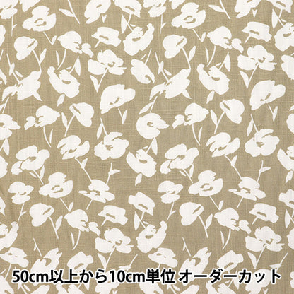 [數量從5開始] 織物 “ Toromi亞麻印花弗洛拉多特米色X白色liryp-fd-bewh"