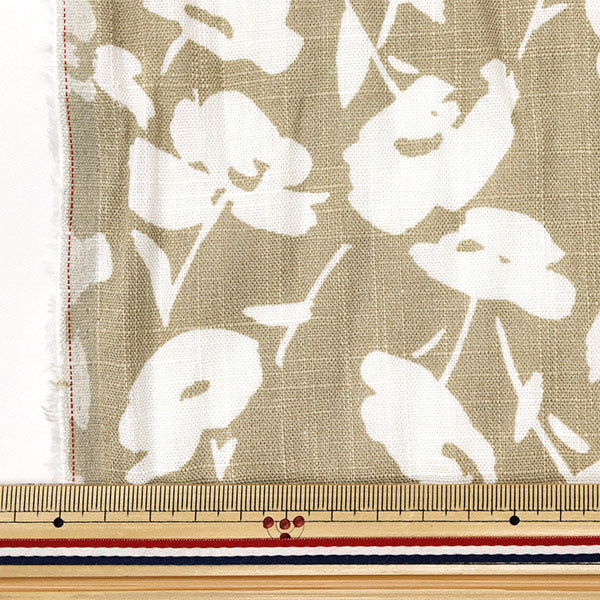 [數量從5開始] 織物 “ Toromi亞麻印花弗洛拉多特米色X白色liryp-fd-bewh"