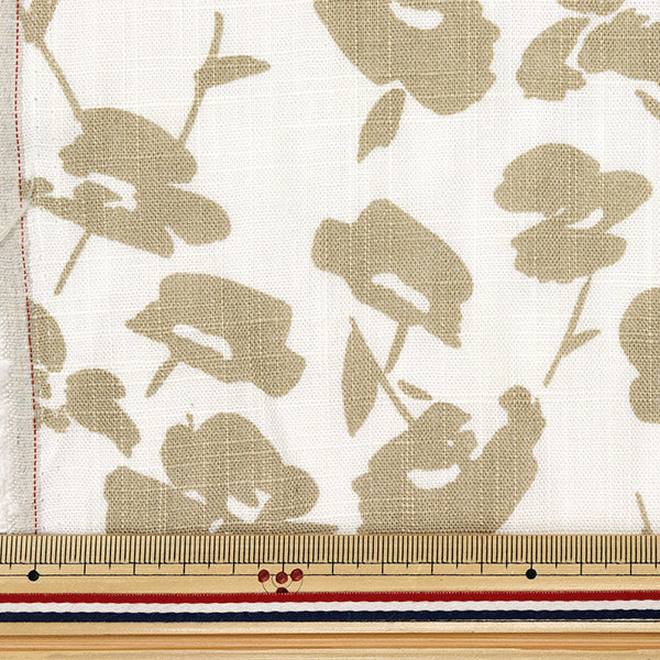 [Cantidad a partir de 5] Tela "Toromi Linen Print Floraldots White x beige liryp-fd-whbe"