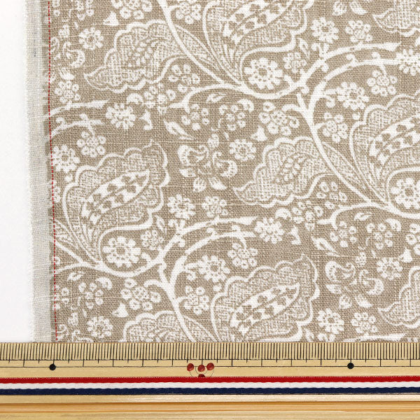 [Cantidad a partir de 5] Tela "Toromi Linen Print Leafchintz beige liryp-lc-be"