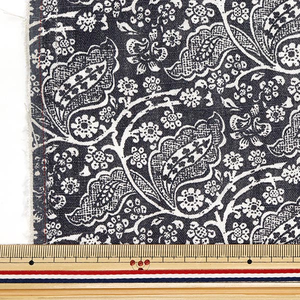 [Cantidad a partir de 5] Tela "Toromi Linen Print Leafchintz Carcoal Liryp-LC-Ch"