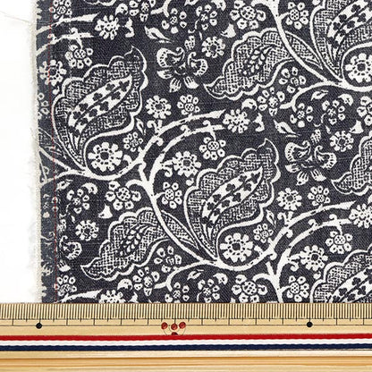 [Cantidad a partir de 5] Tela "Toromi Linen Print Leafchintz Carcoal Liryp-LC-Ch"