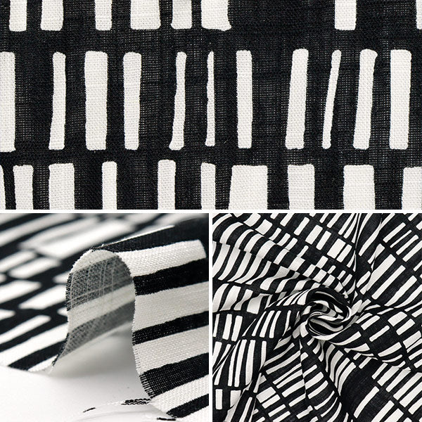 [Cantidad a partir de 5] Tela "Nordicgeometría de impresión de lino Toromi Black X White liryp-ng-bkwh"