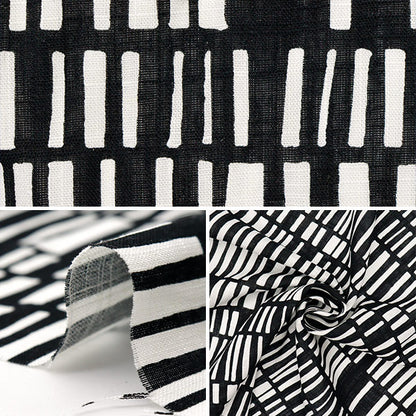 [Cantidad a partir de 5] Tela "Nordicgeometría de impresión de lino Toromi Black X White liryp-ng-bkwh"