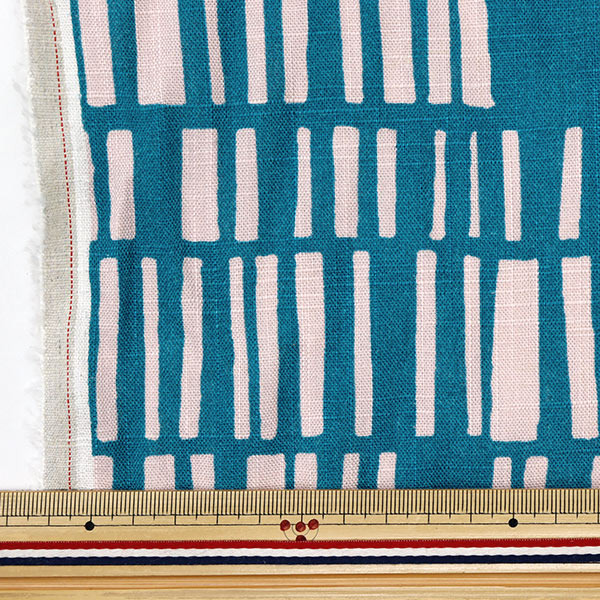 [Cantidad a partir de 5] Tela "Toromi Linen Print Nordicgeometry Blue X Pink Liryp-Ng-Blpk"