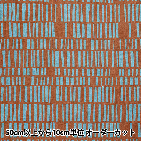 [Cantidad a partir de 5] Tela "Toromi Linen Print Nordicgeometry Orange X Blue liryp-ng-orbl"