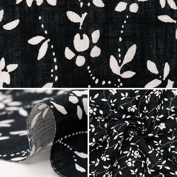 [Cantidad a partir de 5] Tela "Toromi Linen Pint Whiteivy Black X White Liryp-Wi-Bkwh"