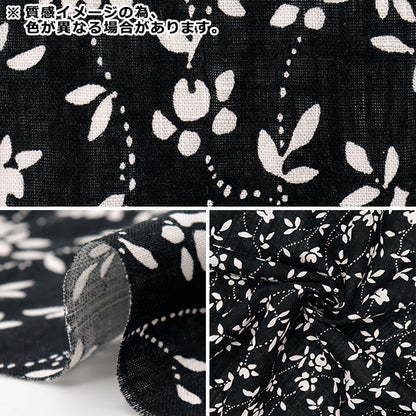 [数量从5开始] 织物 “ Toromi亚麻印花白色蓝色X黄色liryp-wi-Blye"