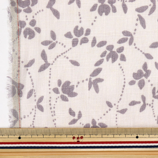 [數量從5開始] 織物 “ Toromi亞麻印花白色X紫色liryp-wi-whpu"