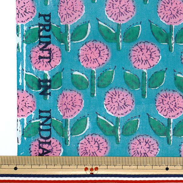 [数量从5开始] 织物 “印度沸腾的花卉图案蓝色x粉红色的RAM-BOI-25B"
