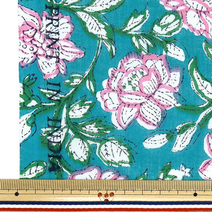 [数量从5开始] 织物 “印度沸腾印花SARASA绿色X粉红色RAM-BOI-25C"