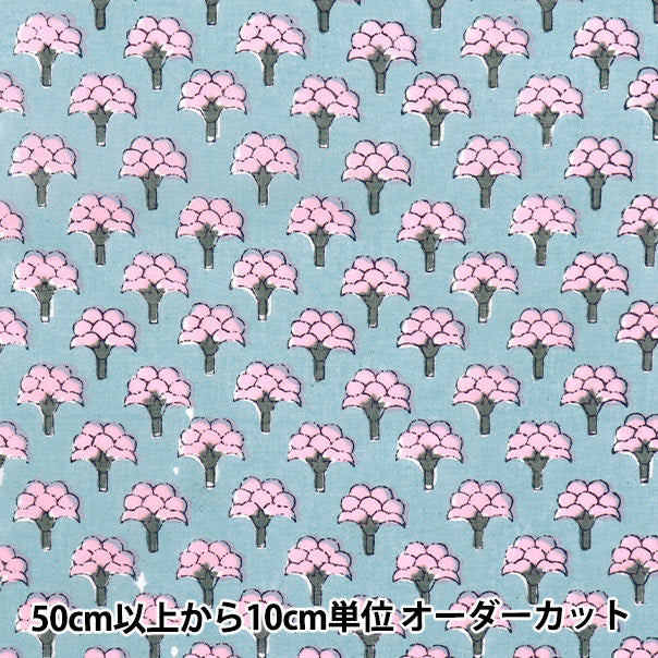 [数量从5开始] 织物 “印度沸腾的花卉灰色X粉红色的RAM-BOI-25D"