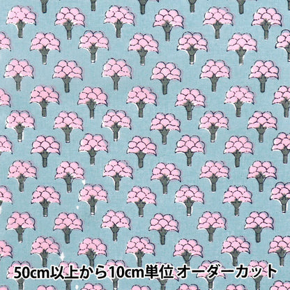 [数量从5开始] 织物 “印度沸腾的花卉灰色X粉红色的RAM-BOI-25D"