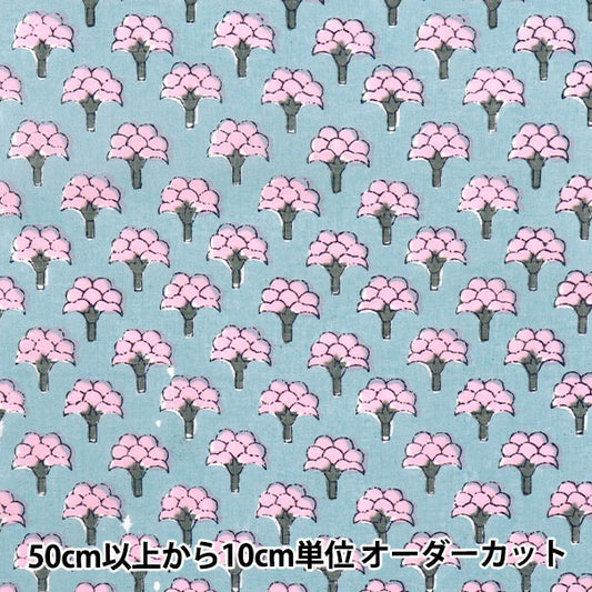 【数量5から】 生地 『インドボイルプリント 花柄 グレー×ピンク RAM-BOI-25D』