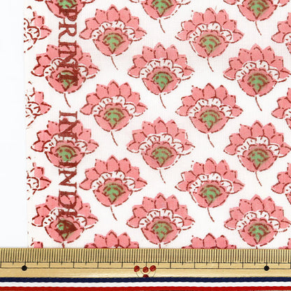 [數量從5開始] 織物 “印度沸騰印花花卉小圖案米色X粉紅色的RAM-BOI-25G"