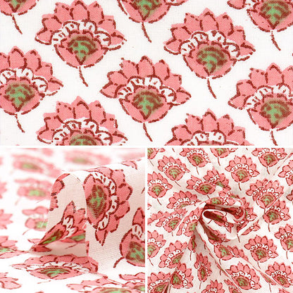 [數量從5開始] 織物 “印度沸騰印花花卉小圖案米色X粉紅色的RAM-BOI-25G"