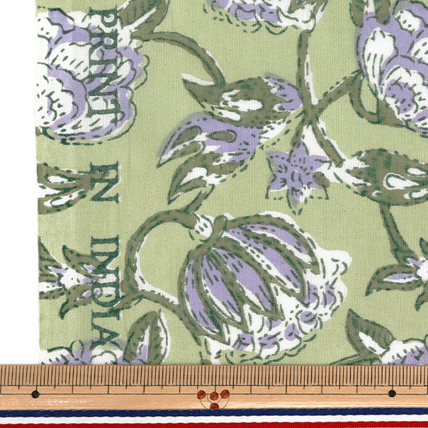 [数量从5开始] 织物 “印度沸腾印花Sarasa绿色X紫色RAM-BOI-25H"