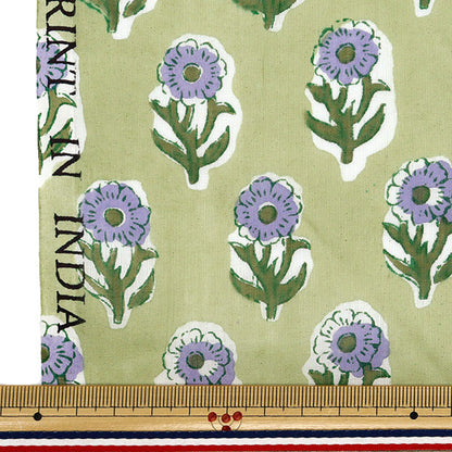 [الكمية تبدأ من 5] الأقمشة "نمط الأزهار الهندي طباعة الأزهار الأخضر X الأرجواني RAM-BOI-25I"