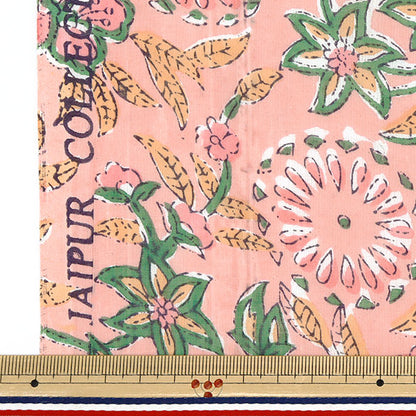 [数量从5开始] 织物 “印度沸腾印花萨拉萨鲑鱼x粉红色的拉姆 -  boi-25m"