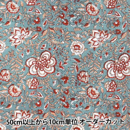 [数量从5开始] 织物 “印度沸腾印花萨拉萨灰色X红色RAM-BOI-25N"