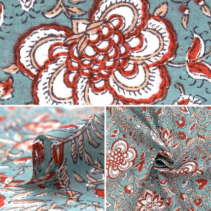 [数量从5开始] 织物 “印度沸腾印花萨拉萨灰色X红色RAM-BOI-25N"