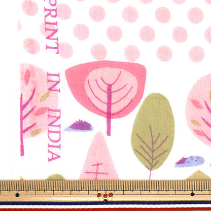 【数量5から】 生地 『インドボイルプリント 植物柄 オフ×ピンク RAM-BOI-25P』