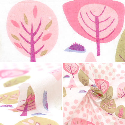 【数量5から】 生地 『インドボイルプリント 植物柄 オフ×ピンク RAM-BOI-25P』