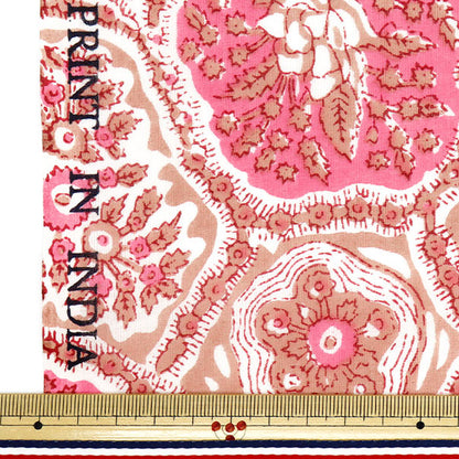 [الكمية تبدأ من 5] الأقمشة "غليان هندي طباعة الأزهار السلمون x وردي رام-بوي -25Q"