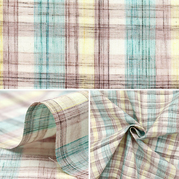 Yarn-Dyed Check Light Blue Fabric - Yuzawaya