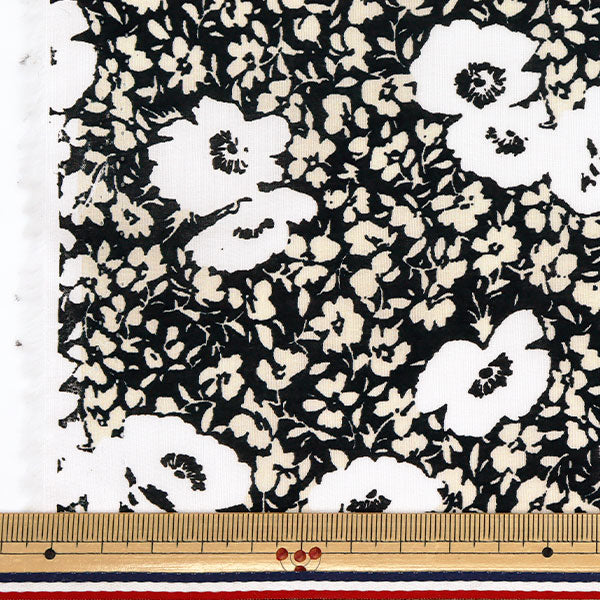 Lawn Print Floral Pattern Black Fabric - Yuzawaya