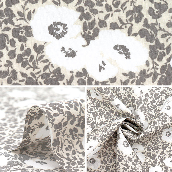[Cantidad a partir de 5] Tela "60 La césped Floral Grey 60LA25-Vf-Gy" 【Yuzawayaoriginal】