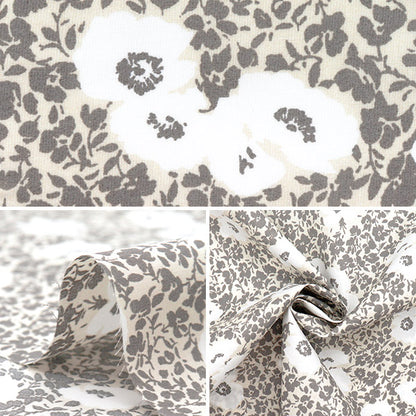 [Cantidad a partir de 5] Tela "60 La césped Floral Grey 60LA25-Vf-Gy" 【Yuzawayaoriginal】