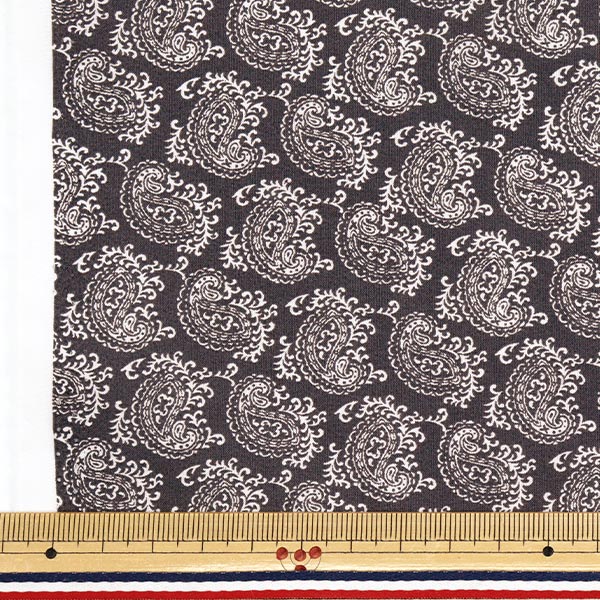 [数量从5开始] 织物 "60草坪印刷佩斯利图案木炭灰色60la25-sp-cgy" 【Yuzawaya原来的】