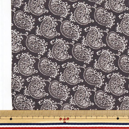 [数量从5开始] 织物 "60草坪印刷佩斯利图案木炭灰色60la25-sp-cgy" 【Yuzawaya原来的】