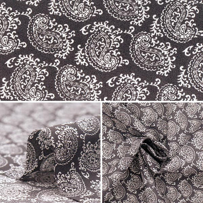 [数量从5开始] 织物 "60草坪印刷佩斯利图案木炭灰色60la25-sp-cgy" 【Yuzawaya原来的】