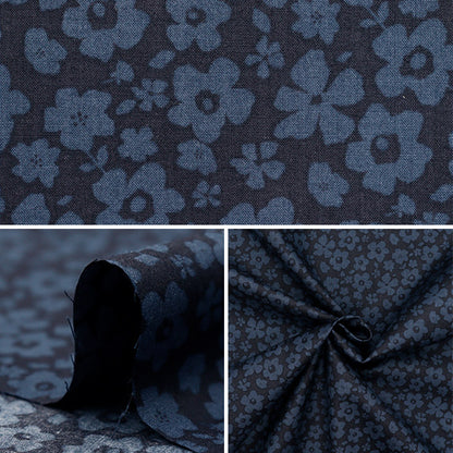 [Quantity starting from 5] Fabric "60 Loan Soft Texture Processing Blooming Mood Navy 60LA-BM-NV"