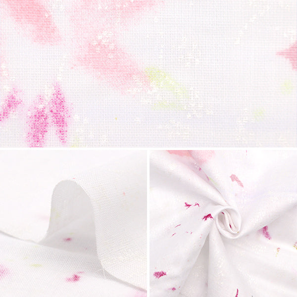 [数量从5开始] 织物 “ Naiiro” 双层纱布 花朵和熊果实EGX-11250-1A" KOKKA