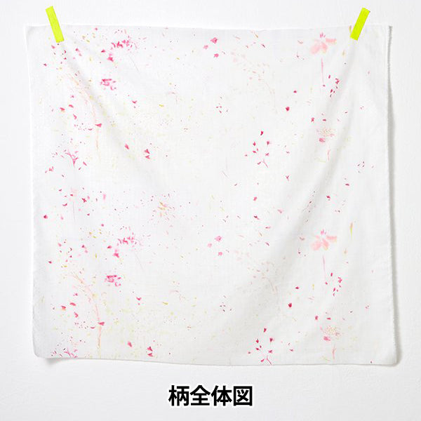 [数量从5开始] 织物 “ Naiiro” 双层纱布 花朵和熊果实EGX-11250-1A" KOKKA