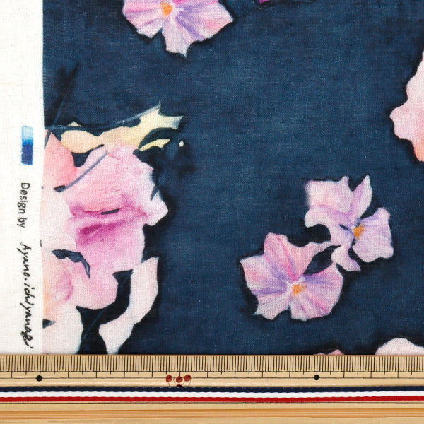 [5부터 시작하는 수량] 천・원단 "Yui Cotton Linen Compass Inkjet Viola egxa-6426-1a" KOKKA
