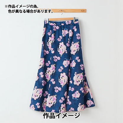 [5부터 시작하는 수량] 천・원단 "Yui Cotton Linen Compass Inkjet Viola egxa-6426-1a" KOKKA