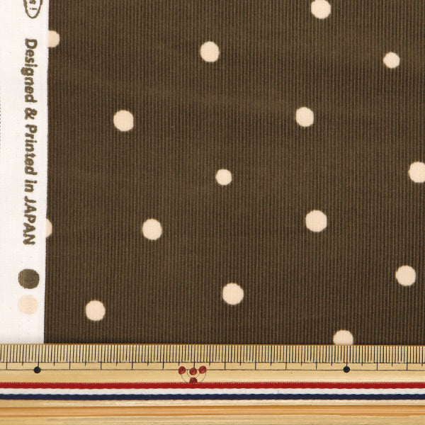 数量5から】 生地 『21Wコーデュロイプリント ドット ブラウン AP45801