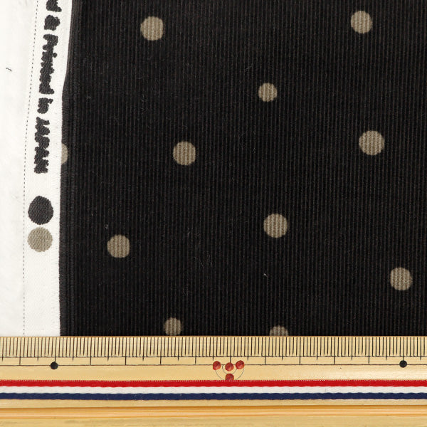 数量5から】 生地 『21Wコーデュロイプリント ドット ブラック AP45801