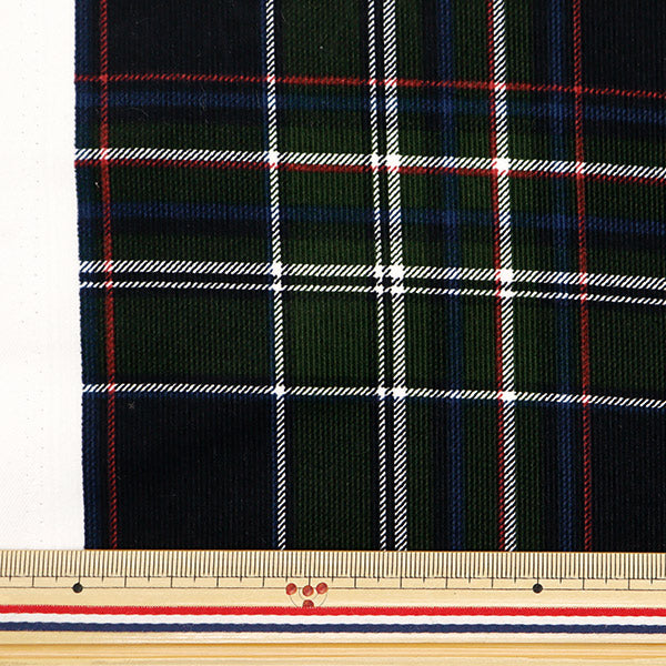 [From quantity 5] Fabric "21W Corduroy Print Check Green AP45801-3E"