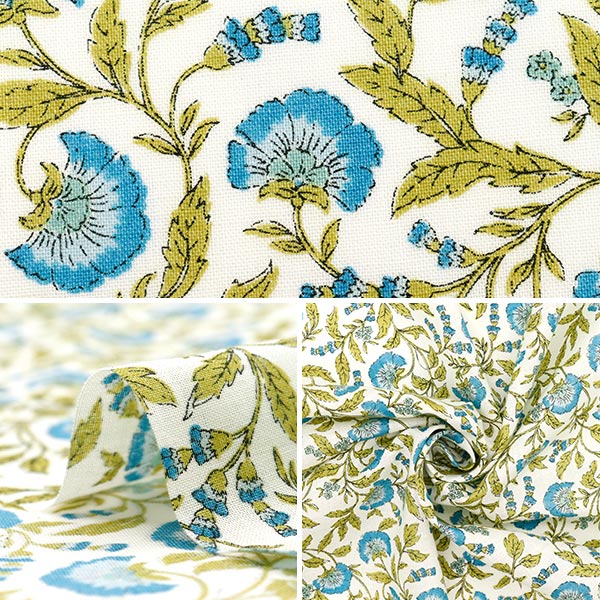 [Quantité à partir de 5] Tissu "Coton soyeux Sarasa White X Blue SP5000-3A"