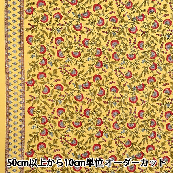 [Quantité à partir de 5] Tissu "Coton soyeux sarasa jaune x rouge sp5000-3c"