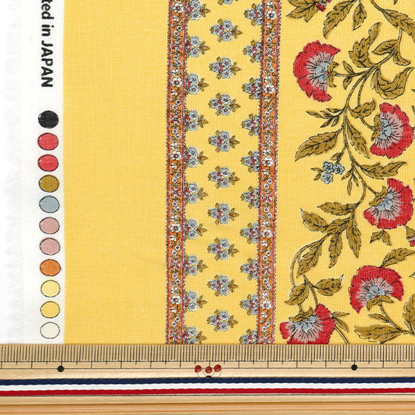 [Quantité à partir de 5] Tissu "Coton soyeux sarasa jaune x rouge sp5000-3c"