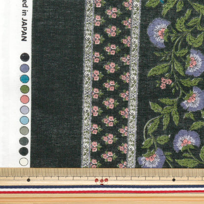 【数量5から】 生地 『シルキーライクコットン 更紗 ブラック×パープル SP5000-3E』